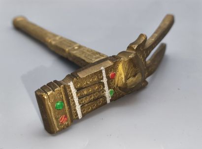 Suite of 16 wooden hammers, bronze, advertising...