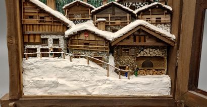 Tableau fenêtre représentant un village de...