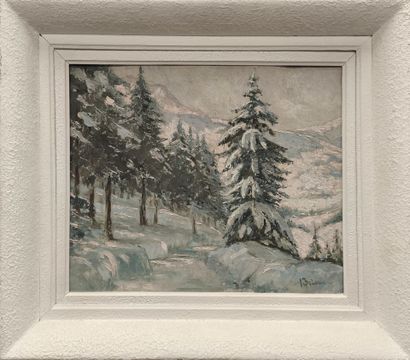 BRIENNE (XXème siècle). Paysage de neige
Huile...