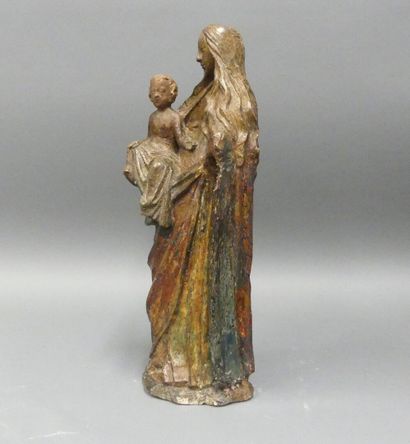 Virgin and Child in carved and polychromed...