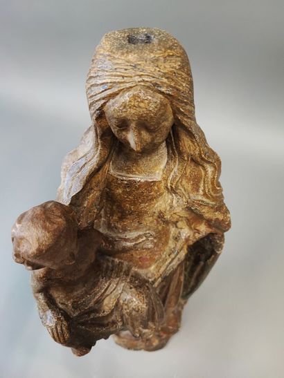 Virgin and Child in carved and polychromed...