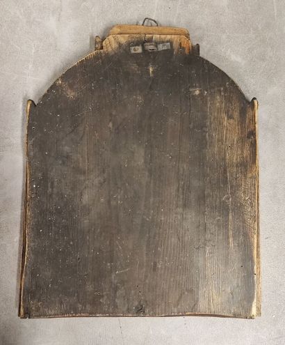 Petit miroir cadre bois, le fronton à décor...