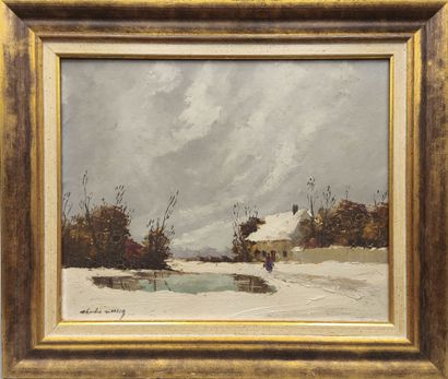 Charles CUZIN (1907-1975). Maison au bord...