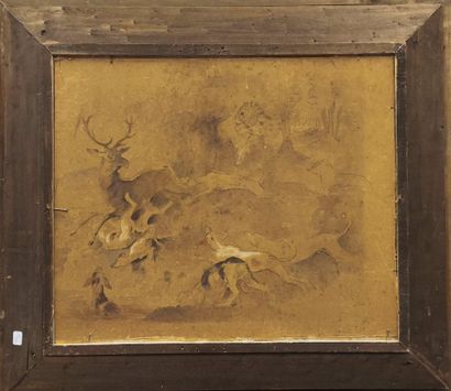 Ecole début XIXème siècle. Paysage aux chèvres,...