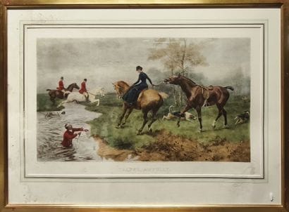 Paire de gravures anglaises en couleurs 
-...