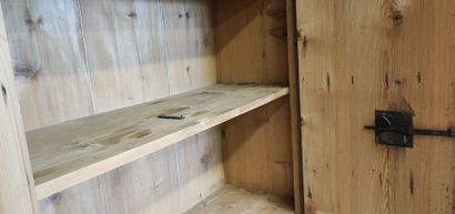 Armoire en pin mouluré peint en trompe-l'œil...