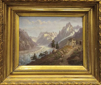 Ecole Suisse du XIXème siècle. Mer de glace
Huile...