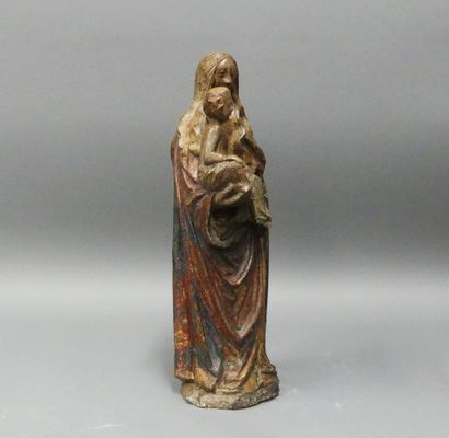 Virgin and Child in carved and polychromed...