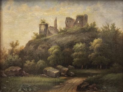 Ecole du XIXème siècle. Les ruines du château...