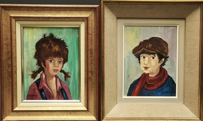 Charles CUZIN ( 1907-1975). Deux portraits...