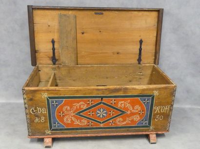 ALSACE, 20th century. Painted wooden chest,...