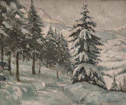BRIENNE (XXème siècle). Paysage de neige
Huile...
