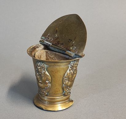 Bronze cross and bronze incense holder with...