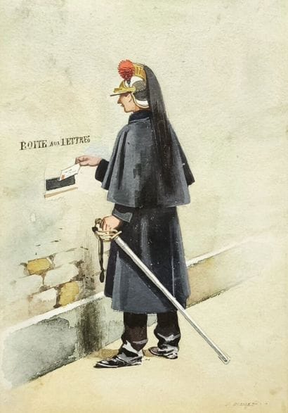 José MAUGE (1866-1935), (attribué à). Cuirassier...