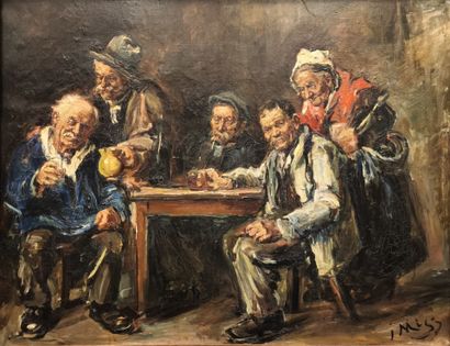 Isabelle MEGE (1878 - 1966). Les buveurs...