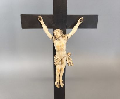 Crucifix in blackened wood with Christ in...