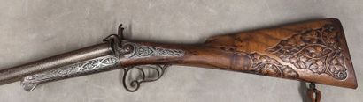 Fusil de chasse à broche pontet volute, crosse...