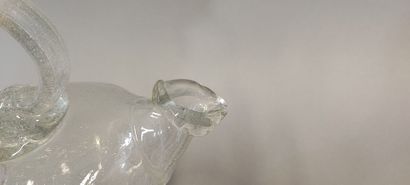 Bubble-blown glass cantir or holy-water jug...