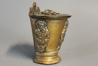 Bronze cross and bronze incense holder with...