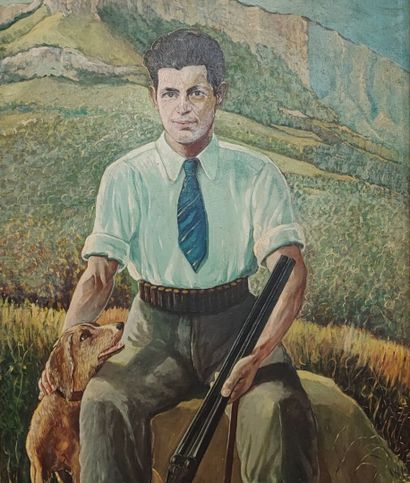 Ecole du XXème siècle. Le chasseur assis...