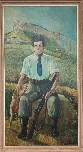 Ecole du XXème siècle. Le chasseur assis...