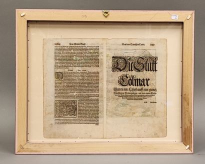 Carte de Colmar. 
Gravure sur bois rehaussée...