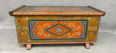 ALSACE, 20th century. Painted wooden chest,...