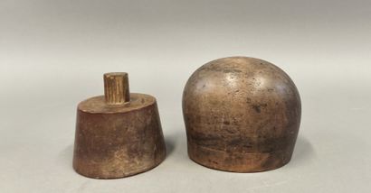 Antique walnut hat form composed of two elements....