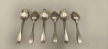 Six dessert spoons, uniplat model. Chambéry,...