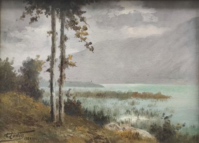 Charles LUDIN (1867-1949). Lac d'Aiguebelette,...