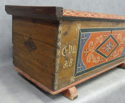 ALSACE, 20th century. Painted wooden chest,...