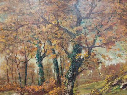 Emile SIMONOD (1893-1926). Paysage d'automne...