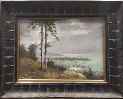 Charles LUDIN (1867-1949). Lac d'Aiguebelette,...