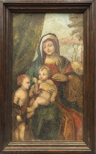 School of the XIXth century. Virgin and Child...