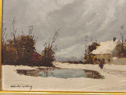 Charles CUZIN (1907-1975). Maison au bord...