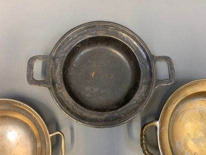 Two bronze dishes with two handles. Diameters:...
