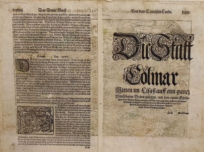 Carte de Colmar. 
Gravure sur bois rehaussée...