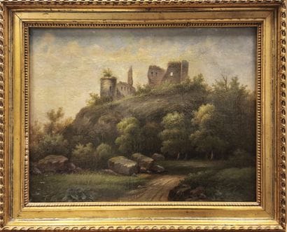 Ecole du XIXème siècle. Les ruines du château...