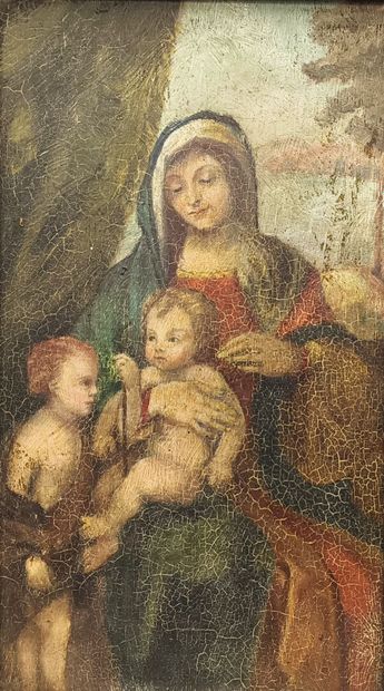 School of the XIXth century. Virgin and Child...