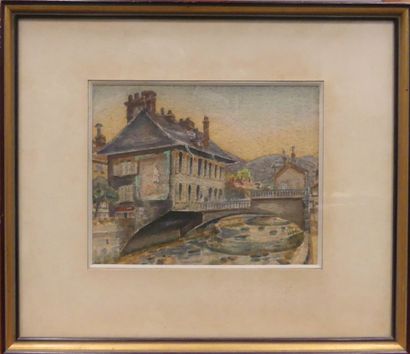 Ecole du début du XXème siècle. Paysage au...