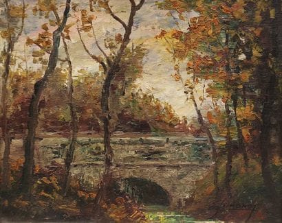 Emile SIMONOD (1893-1977). Le pont aux environs...