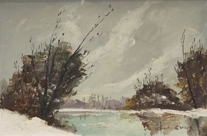 Charles CUZIN (1907-1975). Paysage de bord...