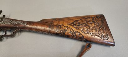 Fusil de chasse à broche pontet volute, crosse...