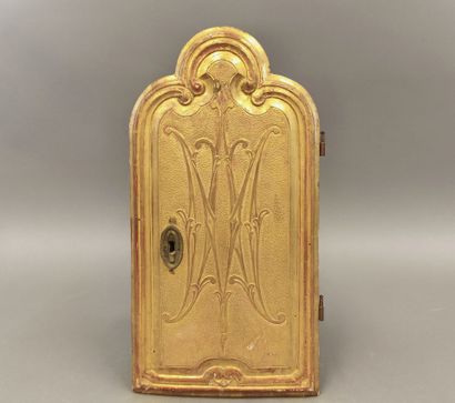 Gilded carved wood tabernacle door (Wear)....