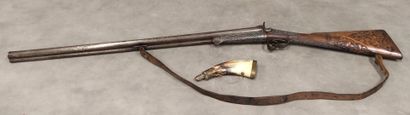 Fusil de chasse à broche pontet volute, crosse...