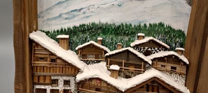 Tableau fenêtre représentant un village de...