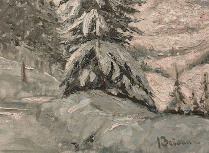 BRIENNE (XXème siècle). Paysage de neige
Huile...