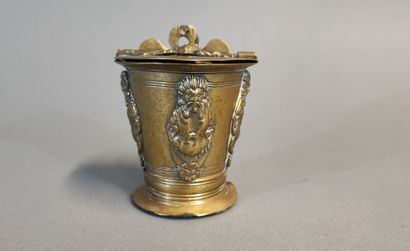 Bronze cross and bronze incense holder with...