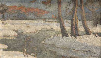 Ecole Russe du XXème siècle. Paysage aux...