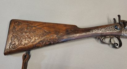 Fusil de chasse à broche pontet volute, crosse...